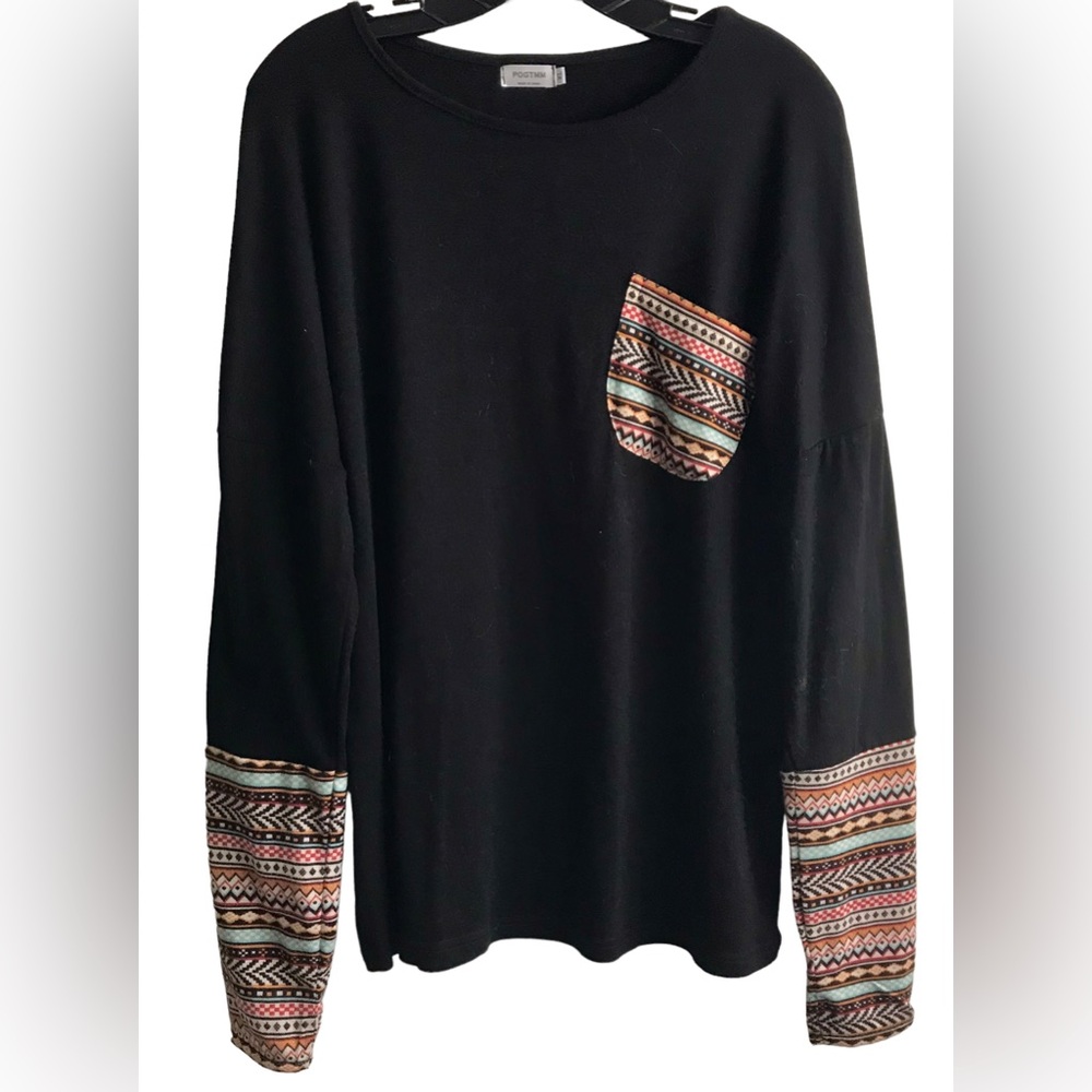RAYON POLY BLEND LONG SLEEVE BOHO SHIRT